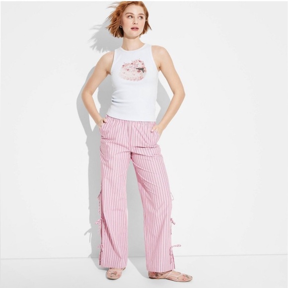 NWT Wild Fable Striped Bow Pants - Size Large - Picture 1 of 6